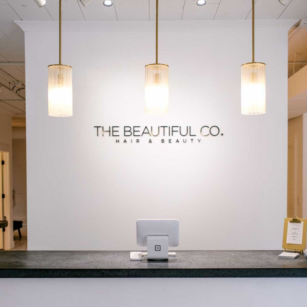 The Beautiful Co. Salon Front Desk with Square Stand