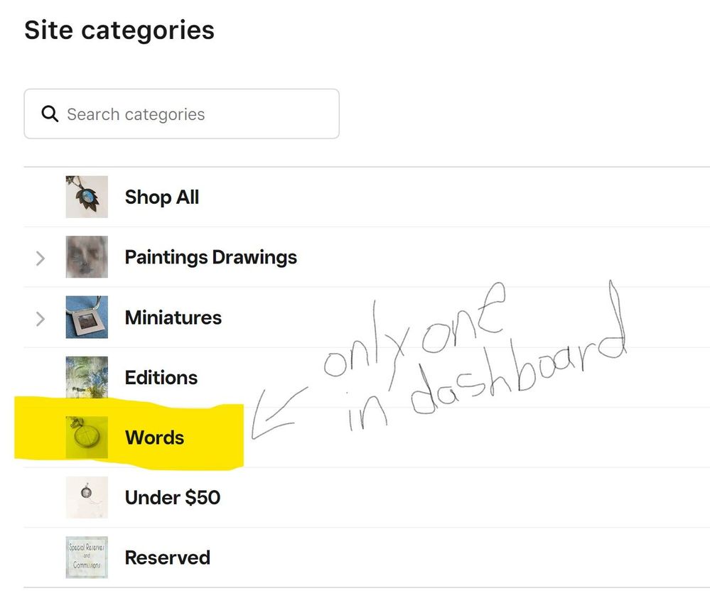 dashboard categories