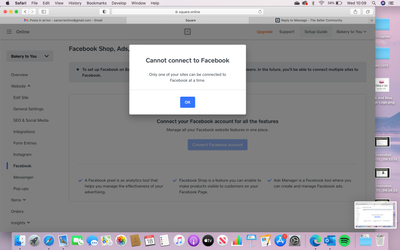 New site on Facebook- error message